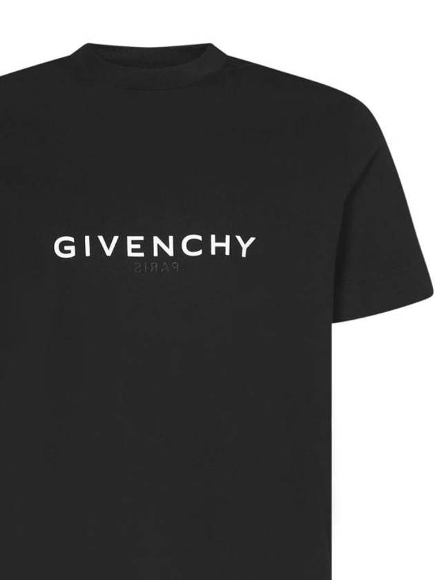 Men's Reverse Logo Round Slim Short Sleeve T-Shirt Black - GIVENCHY - BALAAN 4