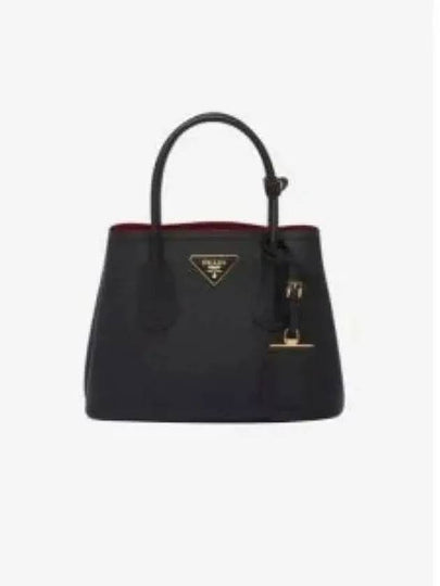 Double Saffiano Leather Mini Bag Black - PRADA - BALAAN 2