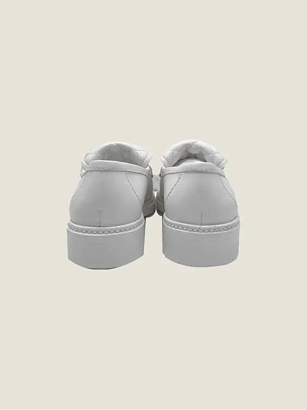 silver CC logo quilted tab loafers white - CHANEL - BALAAN.