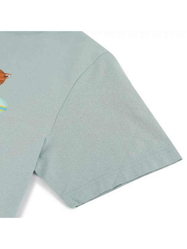 Surfing Foxes Logo Print Short Sleeve T-Shirt Sky Blue - MAISON KITSUNE - BALAAN 6