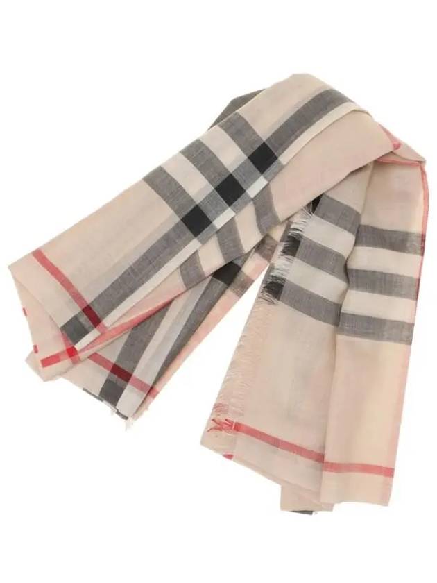 Giant Check Wool Silk Blend Scarf Beige - BURBERRY - BALAAN 3