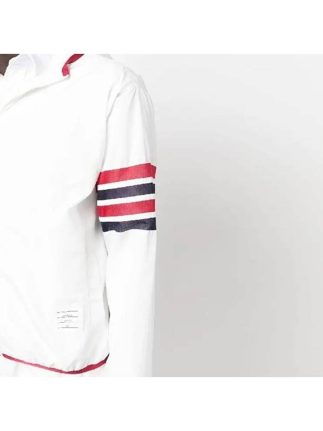 Military Ripstop Mesh 4-Bar Packable Hooded Jacket White - THOM BROWNE - BALAAN 3