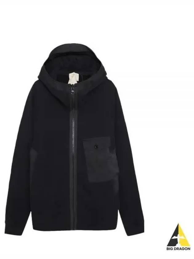 Garment Dyed One-Pocket Cotton Zip Up Hoodie Black - TEN C - BALAAN 2