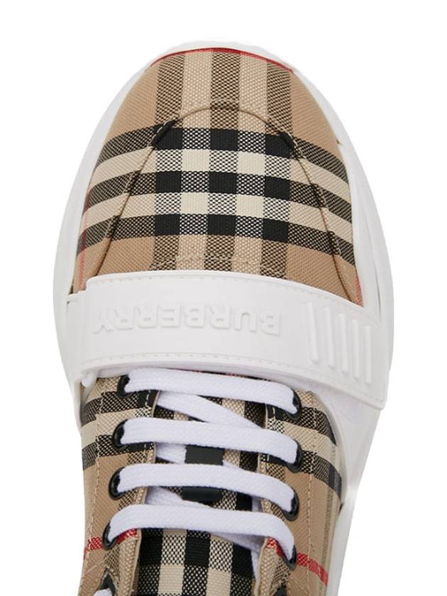 Vintage Check And Leather Sneakers White Archive Beige - BURBERRY - BALAAN 8