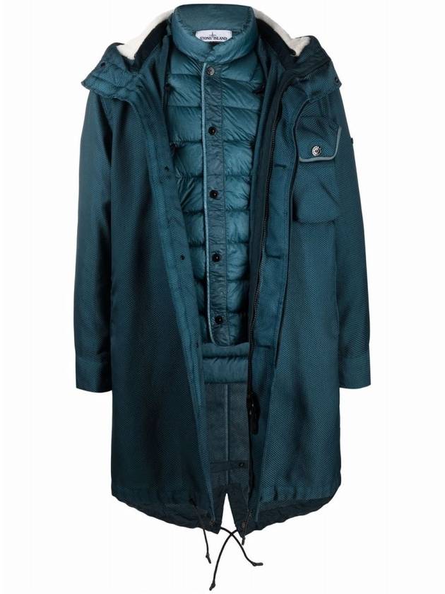 Compass Badge Layered Long Parka Blue - STONE ISLAND - BALAAN 7