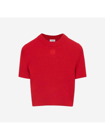 Cashmere Crop Knit Top Red - LOEWE - BALAAN 1