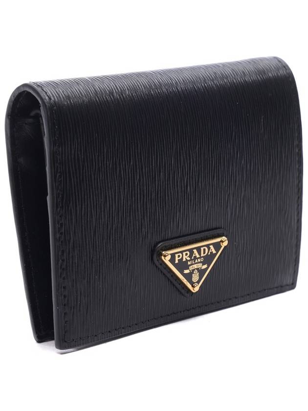 Vitello Triangular Logo Half Wallet Black - PRADA - BALAAN 4