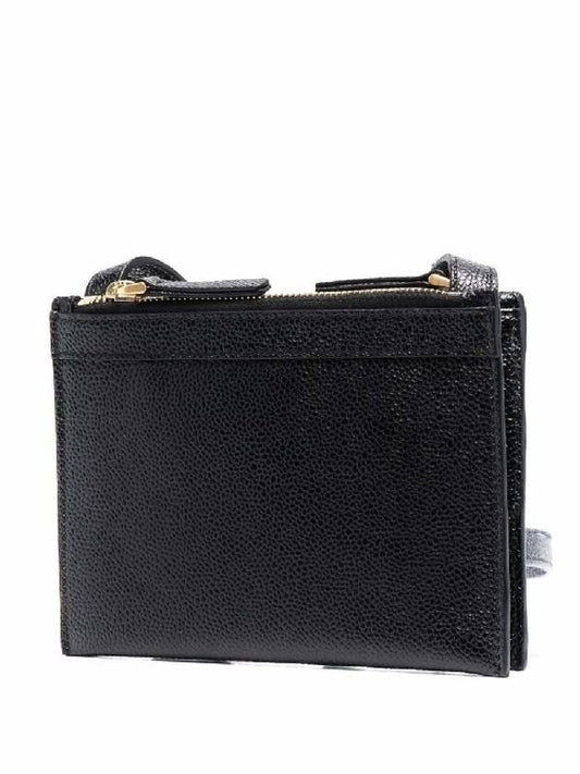 Document Holder Pebble Grain Leather Mini Cross Bag Black - THOM BROWNE - BALAAN 2