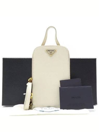 1BP027 White Saffiano Gold Logo Mini Cross Bag - PRADA - BALAAN 1