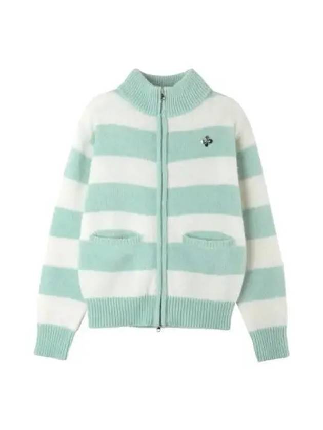 Striped knit zip up jacket mint - HERETIC - BALAAN 1