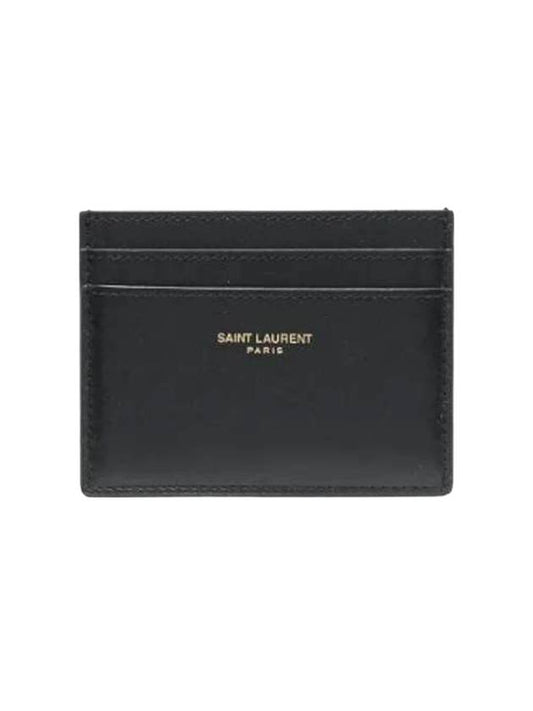 Paris Shiny Leather Card Wallet Black - SAINT LAURENT - BALAAN 1