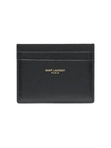 Paris Shiny Leather Card Wallet Black - SAINT LAURENT - BALAAN 1