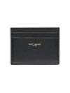 Paris Shiny Leather Card Wallet Black - SAINT LAURENT - BALAAN 1