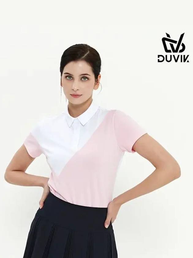 cotton block color scheme Y-collar short-sleeved T-shirt DD2WTS103PK - DUVIK - BALAAN 6