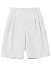 Tony two-pin tuck back banding half pants ivory TONY12IV - RAMUSTUDIO - BALAAN 3