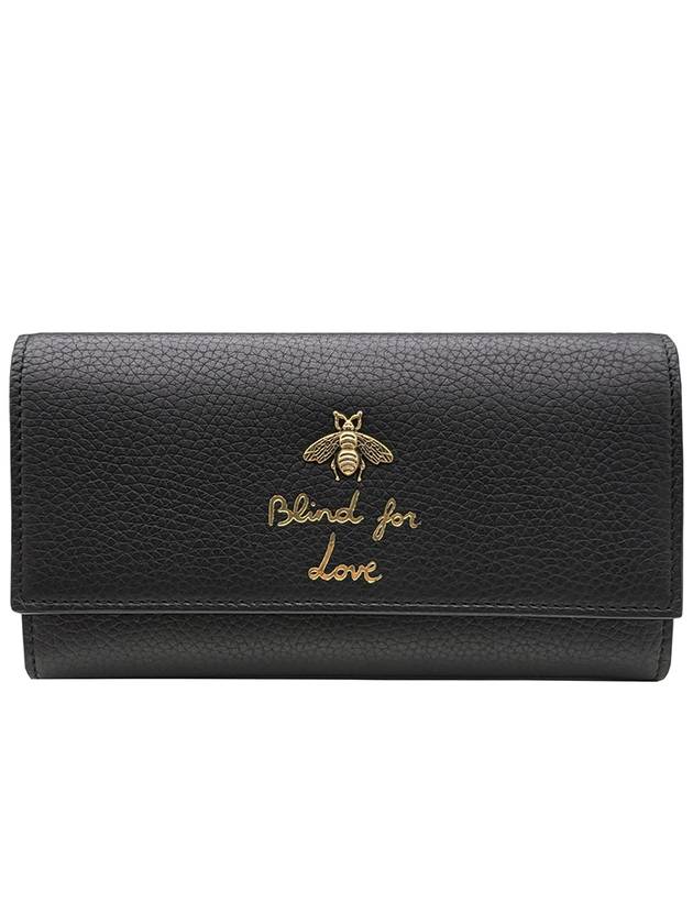 Metal Bee Leather Long Wallet Black - GUCCI - BALAAN.