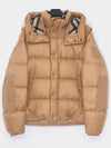 Logo Patch Hooded Down Padding Beige - BURBERRY - BALAAN 2