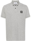 Stretch Cotton Pique Short Sleeve Polo Shirt Grey - STONE ISLAND - BALAAN 2