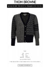 Funmix Donnyroll Cable 4 Bar V-Neck Cardigan Medium Grey - THOM BROWNE - BALAAN 3