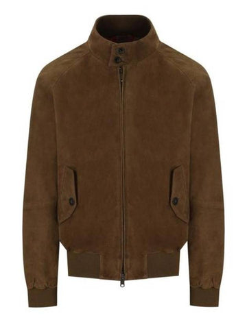 G9 Slim Fit Suede Jacket Dark Olive - BARACUTA - BALAAN 1