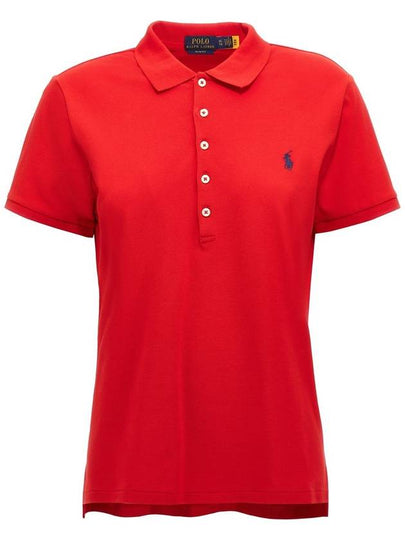 Women's Julie Embroidered Logo Short Sleeve Polo Shirt Red - POLO RALPH LAUREN - BALAAN 2