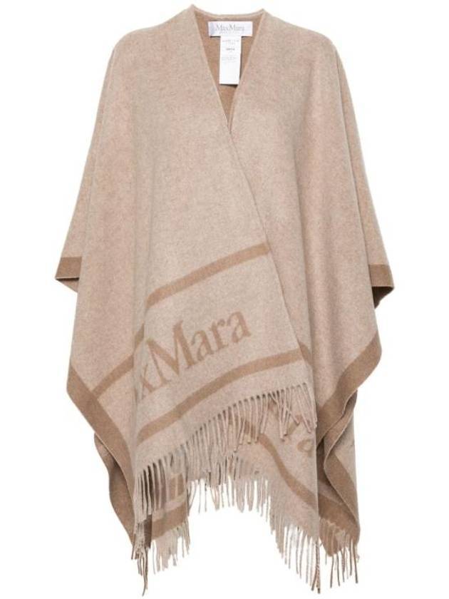 Logo Detail Fringed Cape Beige - MAX MARA - BALAAN 1