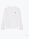 Chain Stitch Heart Logo Long Sleeve T-Shirt White - AMI - BALAAN 2