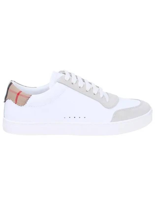 Leather Suede Check Cotton Low Top Sneakers White - BURBERRY - BALAAN 3