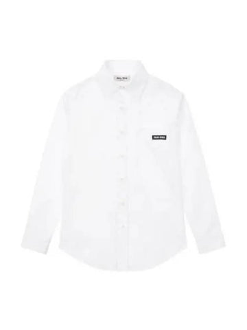 shirt women logo pocket poplin cotton white - MIU MIU - BALAAN 1