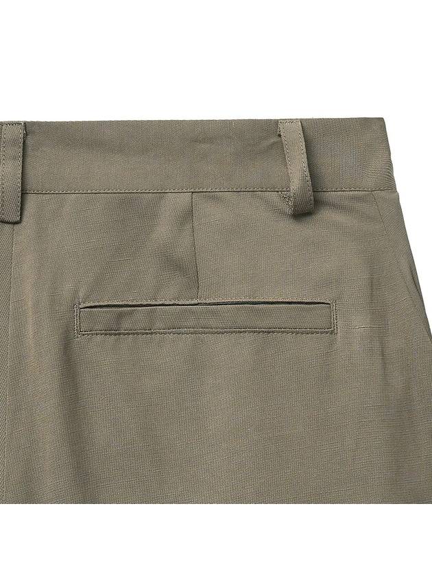 Linen Semi-Wide Pants Ash Khaki - NOIRER FOR WOMEN - BALAAN 7