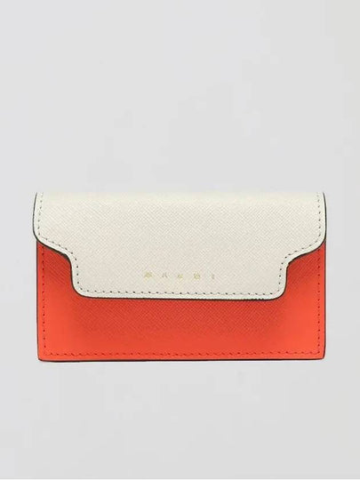 Logo Color Block Saffiano Card Wallet White - MARNI - BALAAN 2