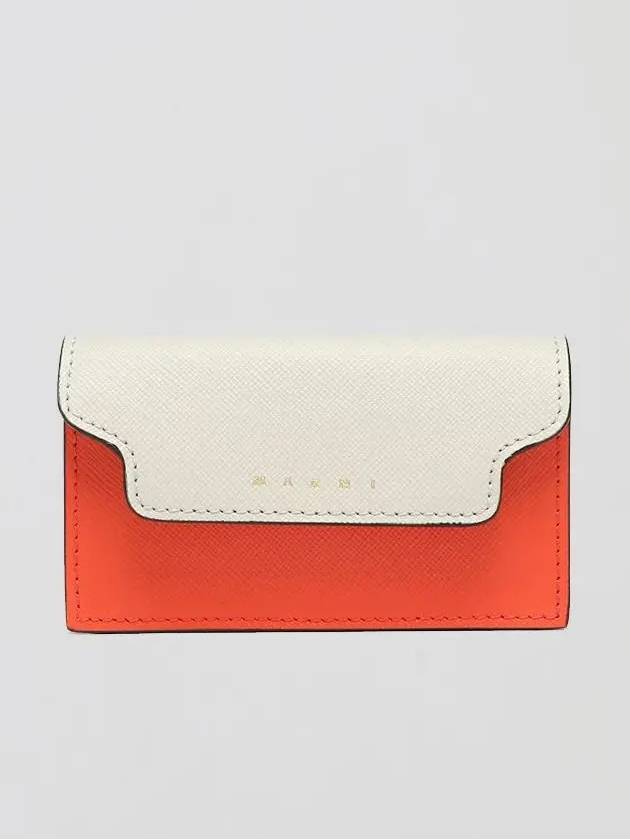 Logo Color Block Saffiano Card Wallet White - MARNI - BALAAN 3