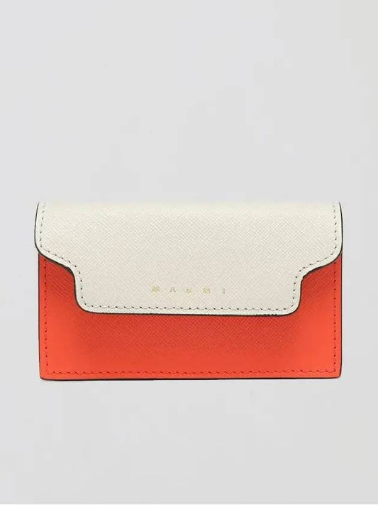 Logo Color Block Saffiano Card Wallet White - MARNI - BALAAN 2