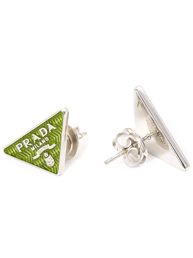 Triangle Logo Earrings Green - PRADA - BALAAN 7