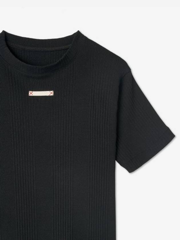 Fancy Rib Short Sleeve T-Shirt Black - MAISON MARGIELA - BALAAN 4