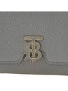 TB Logo Grain Leather Half Wallet Light Grey - BURBERRY - BALAAN 7