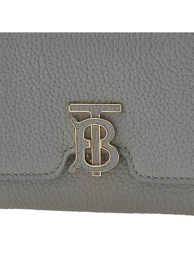 TB Logo Grain Leather Half Wallet Light Grey - BURBERRY - BALAAN 7