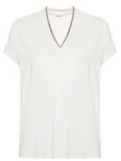 Monilli V-Neck Short Sleeve T-Shirt White - BRUNELLO CUCINELLI - BALAAN 2