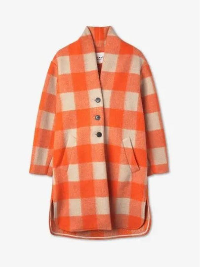 Women's Gabriel Check Single Coat Orange - ISABEL MARANT - BALAAN 2