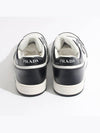 Men's Downtown Triangle Logo Leather Low Top Sneakers White Black - PRADA - BALAAN 4