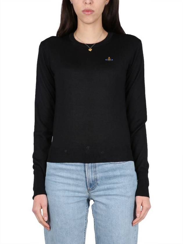 Women's Bea Jumper Embroidered Logo Knit Top Black - VIVIENNE WESTWOOD - BALAAN 2