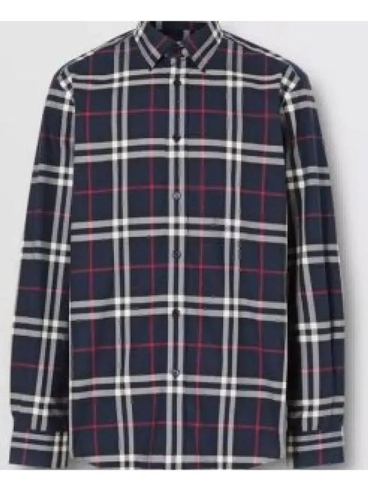 Men's Vintage Check Long Sleeve Shirt Navy - BURBERRY - BALAAN 2