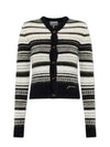 Logo Stripe Wool Cardigan Black - GANNI - BALAAN 2