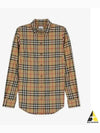 Button Down Collar Vintage Check Stretch Cotton Long Sleeve Shirt Beige - BURBERRY - BALAAN 2