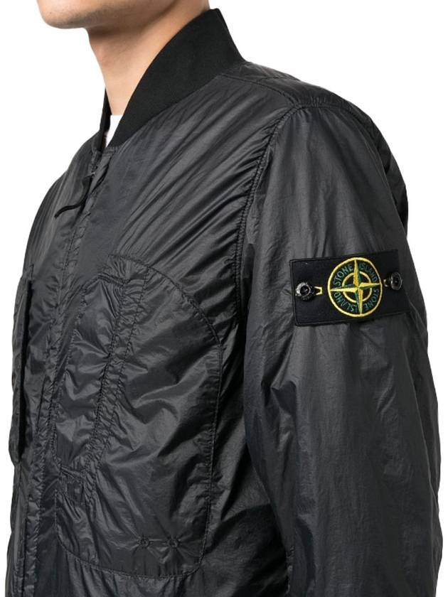 Logo Patch Bomber Jacket Black - STONE ISLAND - BALAAN 6