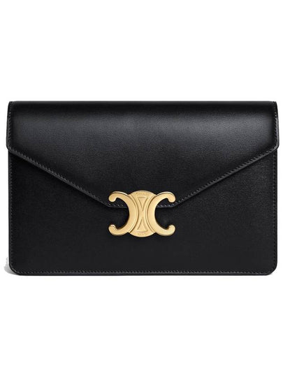 Triomphe Chain Shiny Calfskin Half Wallet Black - CELINE - BALAAN 2