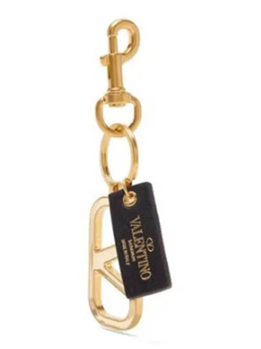 Garavani VLOGO Leather Plaque Push Clip Keyring - VALENTINO - BALAAN 1