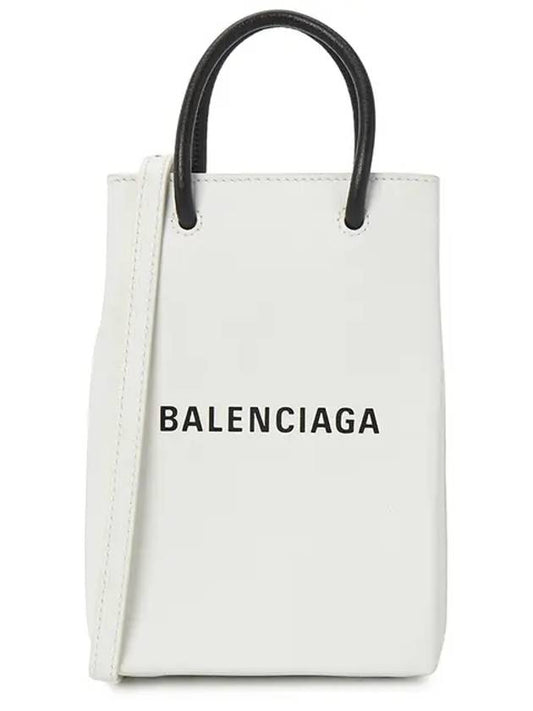 Logo Print Phone Holder Small Cross Bag White - BALENCIAGA - BALAAN 2