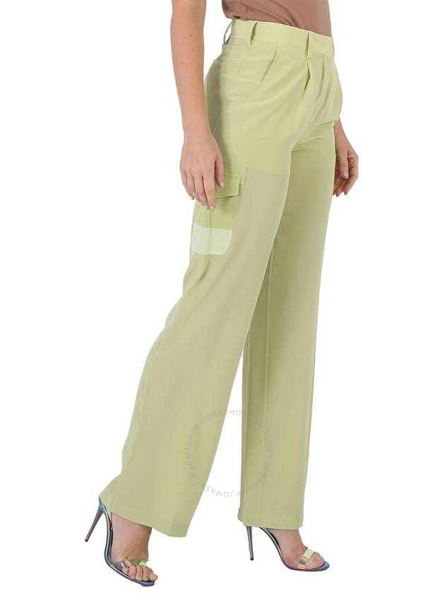 Burberry Ladies Mist Green Nell Mid-Rise Silk Crepe De Chine Cargo Trousers, Brand Size 4 (US Size 2) - BURBERRY - BALAAN 2