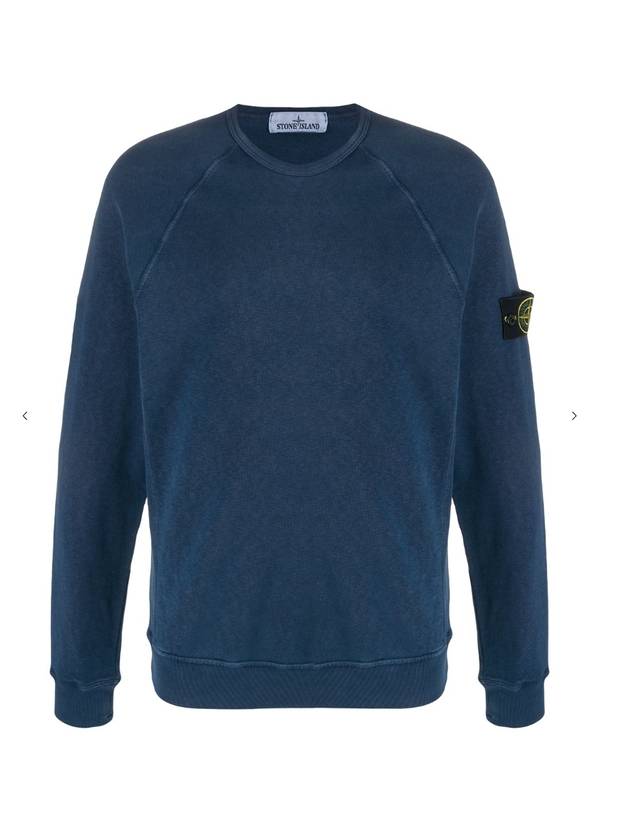 Logo Wappen Washed Raglan Sweatshirt Marine Blue - STONE ISLAND - BALAAN 1